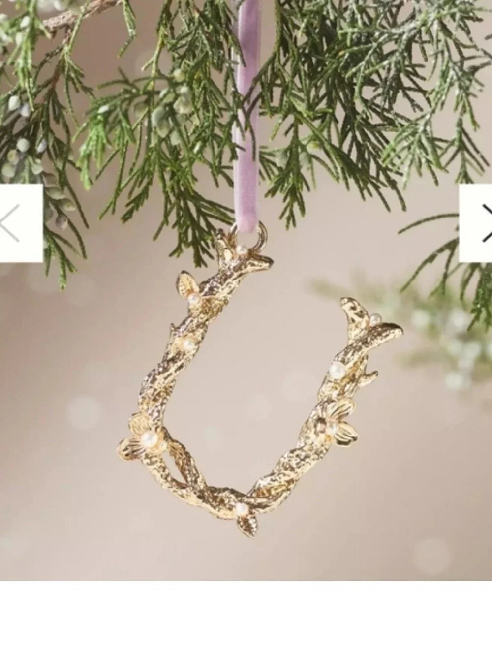 Anthropologie Aurelia gold monogram ornament in the letter X And U New